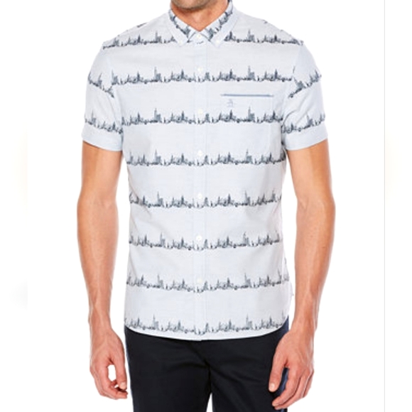 Penguin Heritage slim-fit men's city striped button down shirt size large - Picture 1 of 12
